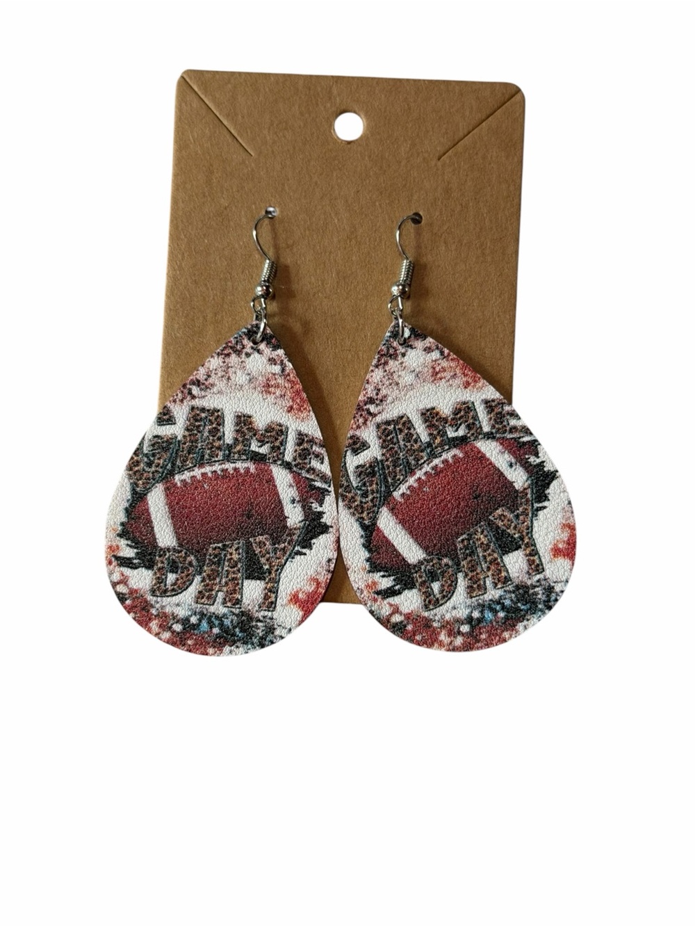 Game Day Red Football Teardrop Earrings